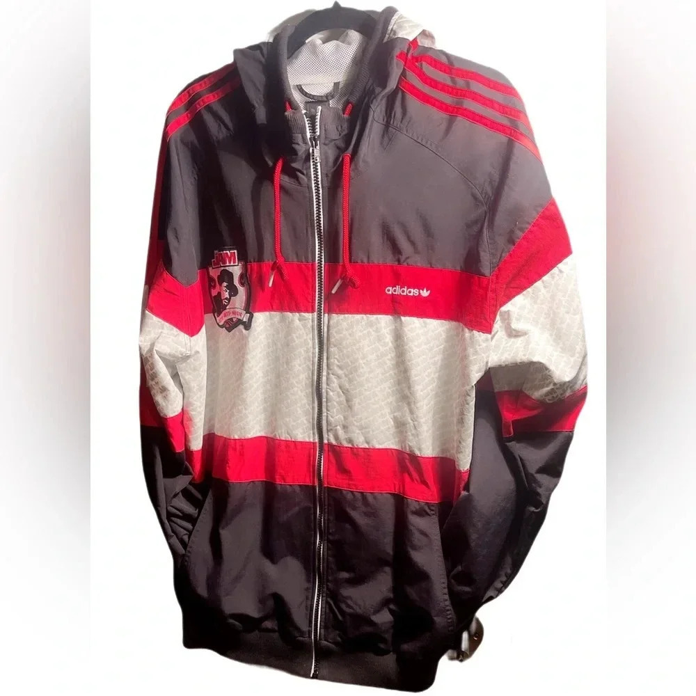 Vintage deadstock Adidas “jam MasterJay”nylon lightweight oversized jacket L